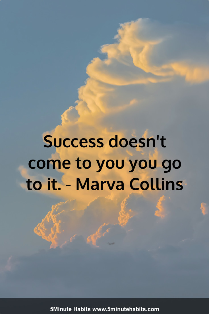 Success doesn't come to you you go to it. - Marva Collins